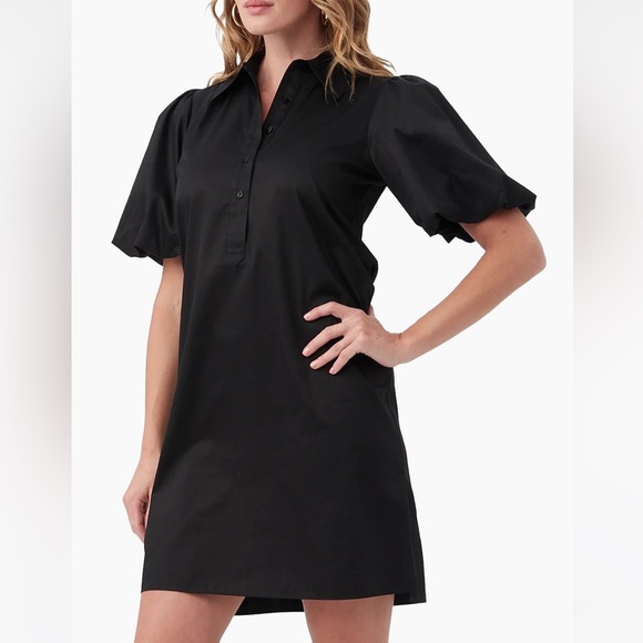 Trina Turk Black Rilee Dress with Puff Sleeves - Picture 4 of 8